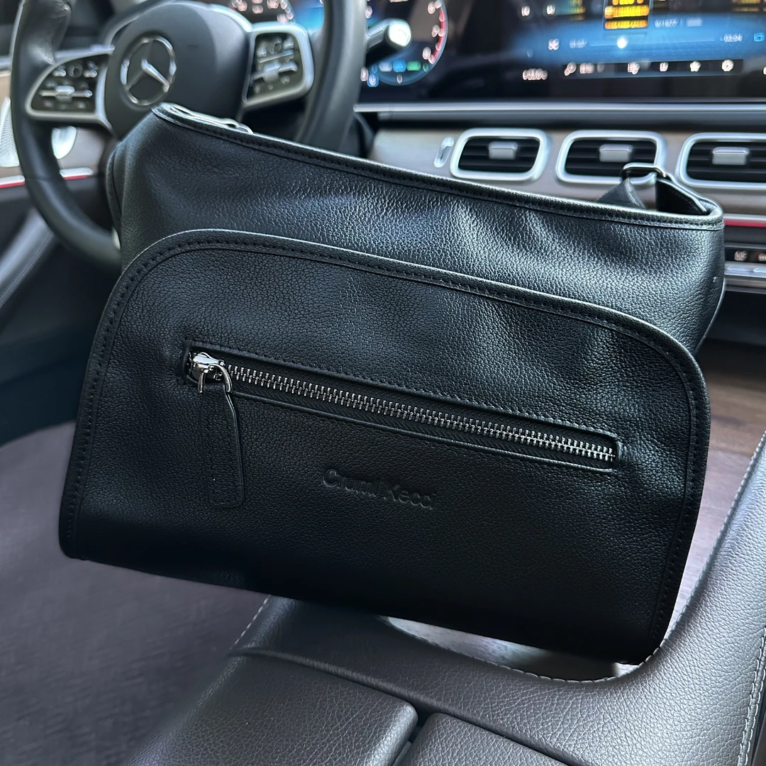 男款黑色真皮多功能大容量单肩斜挎包休闲高品质百搭简约经典时尚