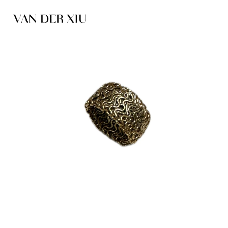 黄铜戒指 立体手工编织散口复古风黄铜戒指