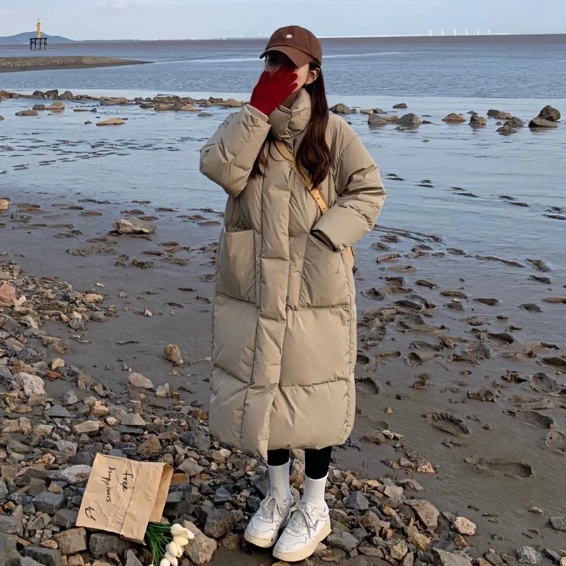 2025年棉衣女冬季中长款宽松过膝羽绒棉服韩版加厚设计感棉袄外套