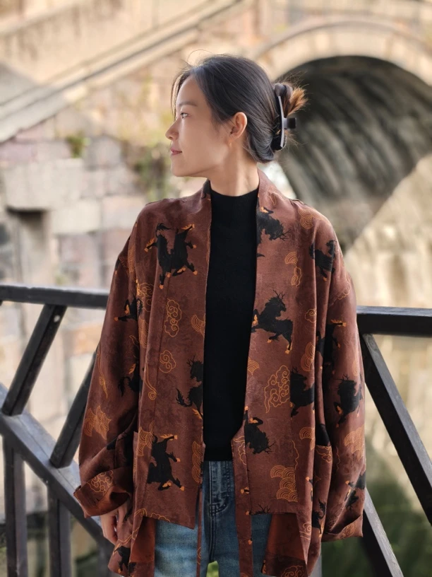 祥云麒麟道袍满分桑蚕丝