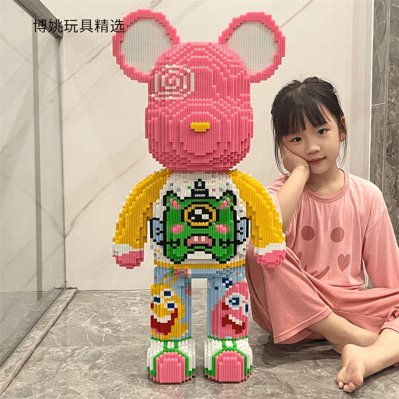 兼容积木超大号暴力熊拼图多巴胺女孩系列摆件益智高难度玩具