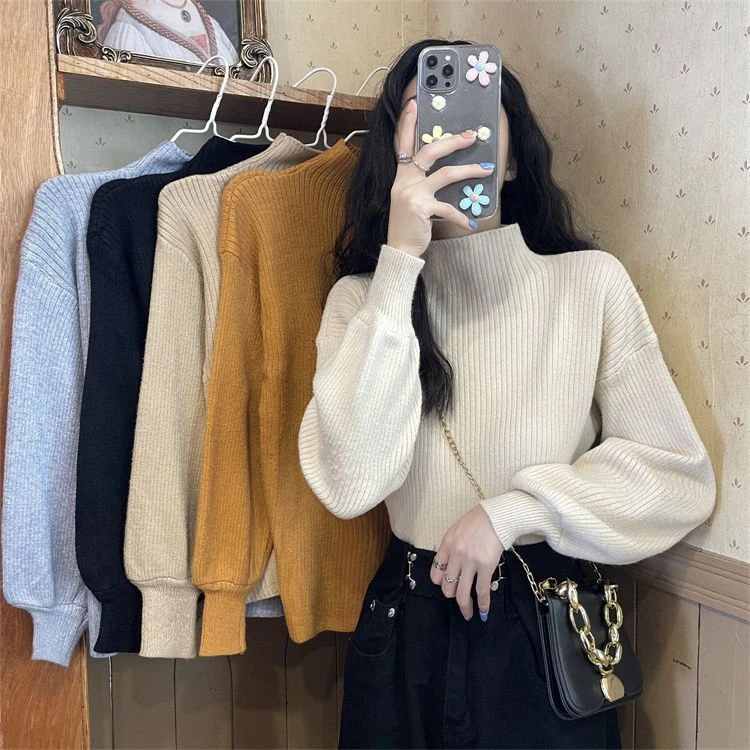 毛衣女春秋季洋气内搭打底衫新款甜美别致高领针织上衣服