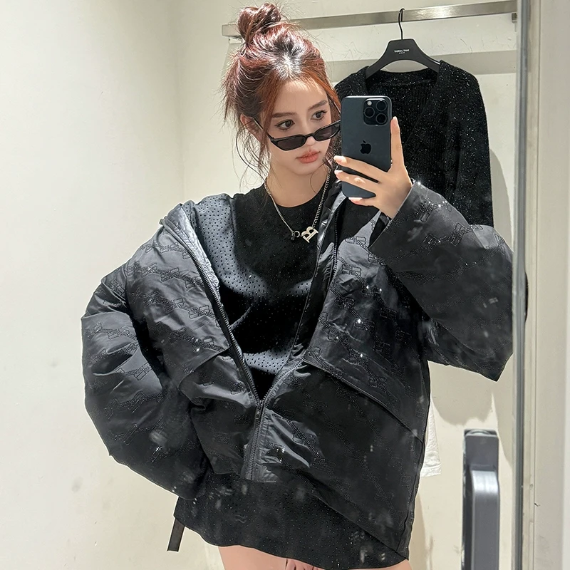 FOREVERCANB家施华洛烫钻立领廓形羽绒服夹克外套 SC20549