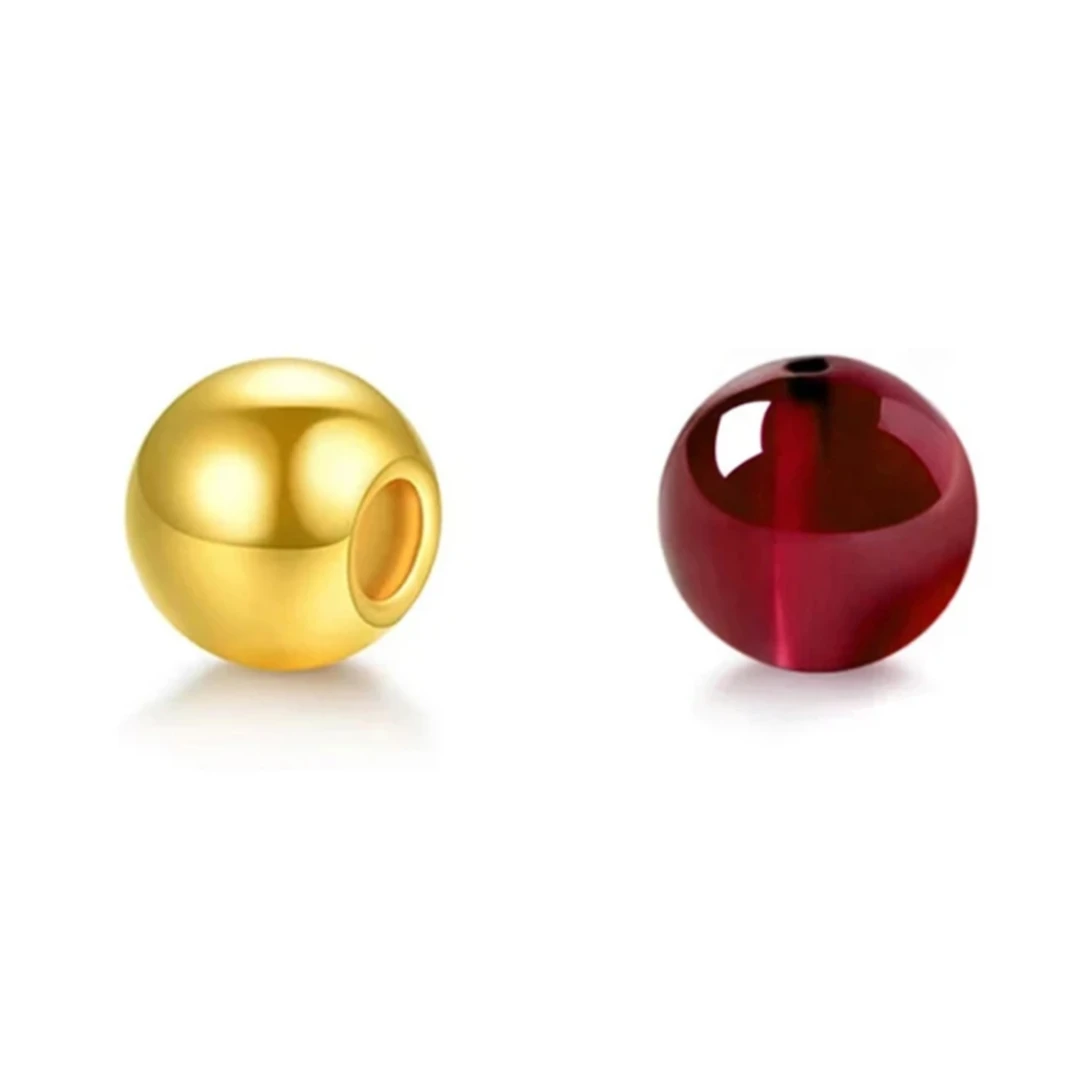 真金卡5MM亮面小金珠黄金配珠可自由搭配DIY首饰