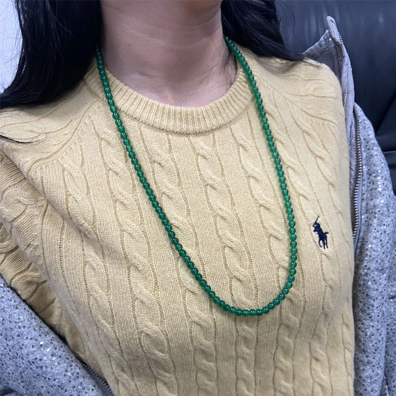 铜项链 新中式复古菠菜绿项链颈链百搭锁骨链长链轻奢时尚坠链