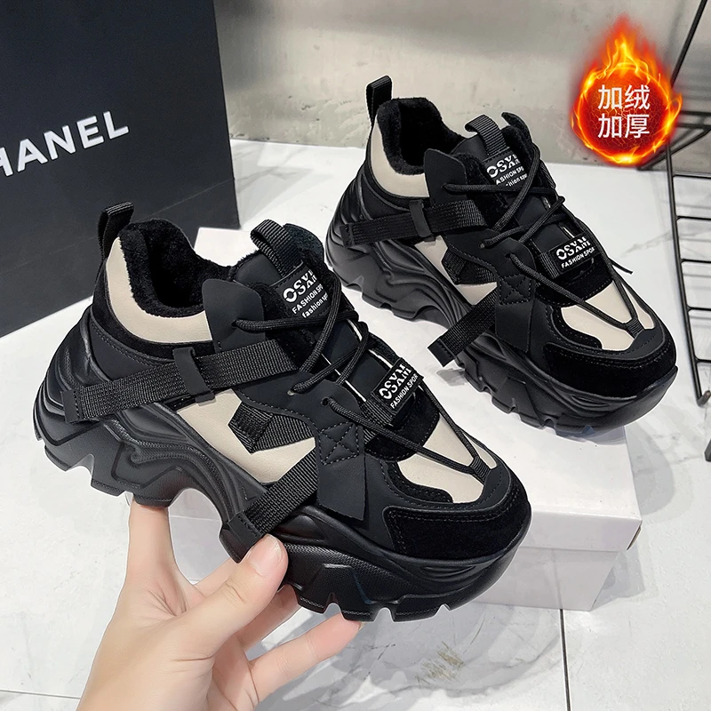 新款老爹鞋女潮流时尚休闲百搭厚底增高运动鞋松糕底小脚福利34码