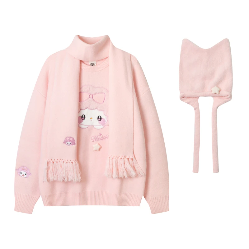 NO style 原创自制卡通可爱印花毛衣秋冬甜美风加厚针织衫上衣女