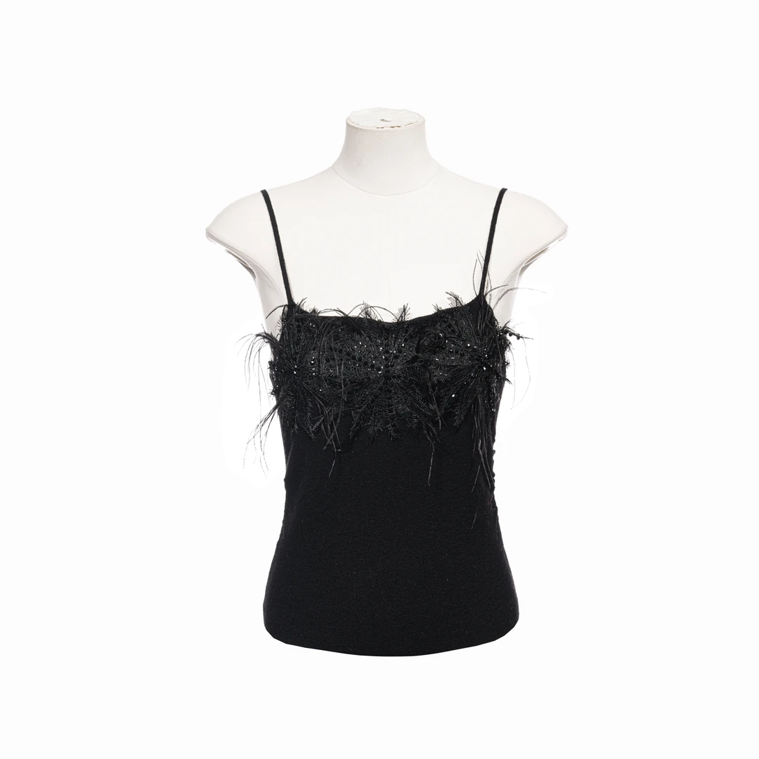 妖客羽扇枫ZW26089针织吊带背心秋冬百搭轻奢时尚国风设计师品牌