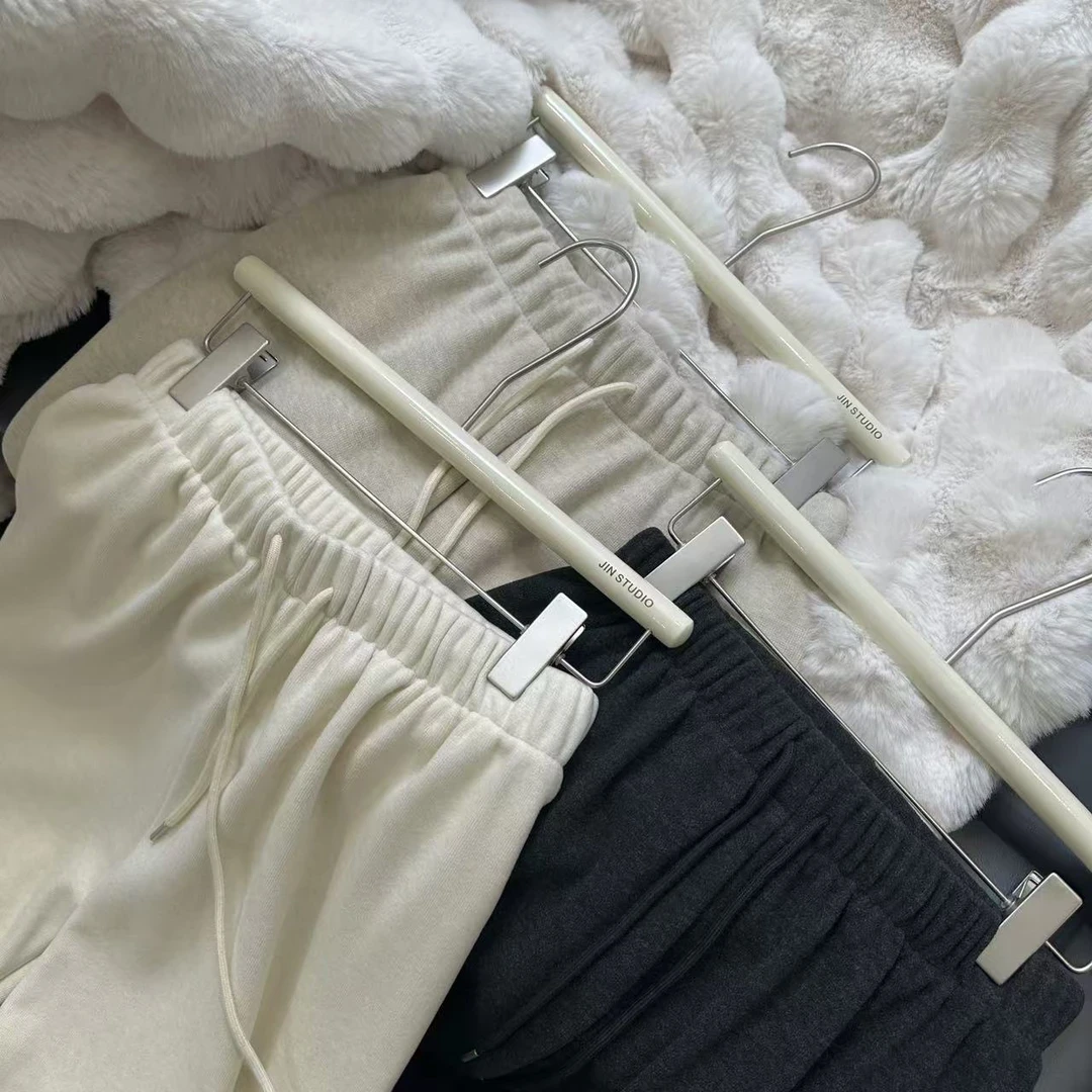 【与默 王炸款显瘦】冬季新款加绒软软裤直筒松紧腰长裤休闲裤