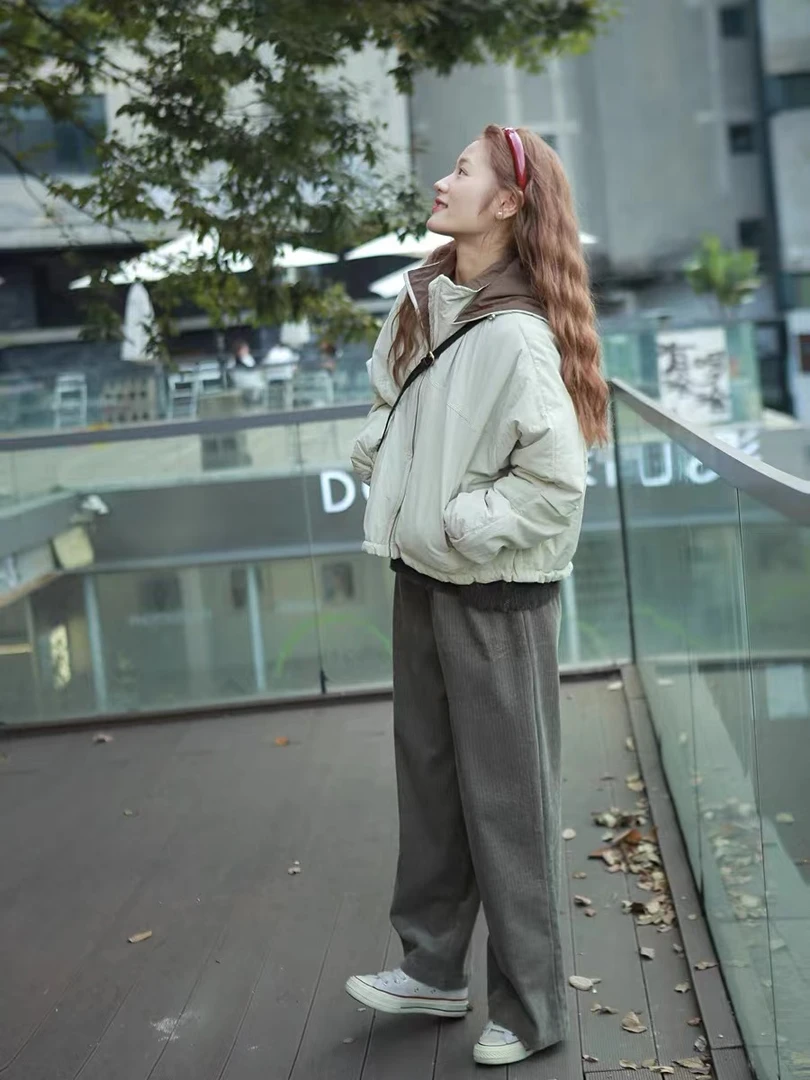 门店款 韩版东大门 ！秋冬休闲连帽抽绳夹棉大口袋面包服短款棉服