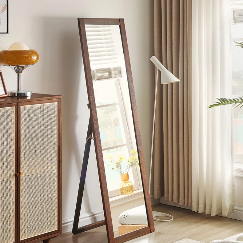 阿爽新款进口橡木一品穿衣镜家用客厅服装店立式置物玄关简易