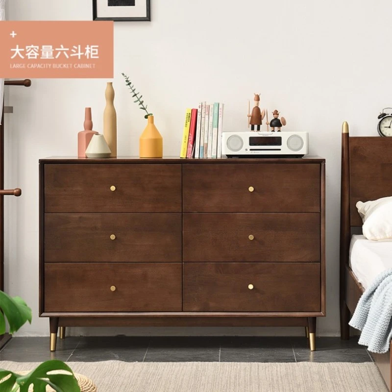 阿爽专属实木铜素六斗柜简约储物斗橱抽屉式0-0