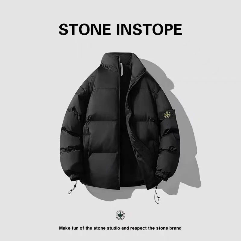 石头岛工匠美式高街短款棉服男加厚高端欧美棉衣冬装冬天袖标外套