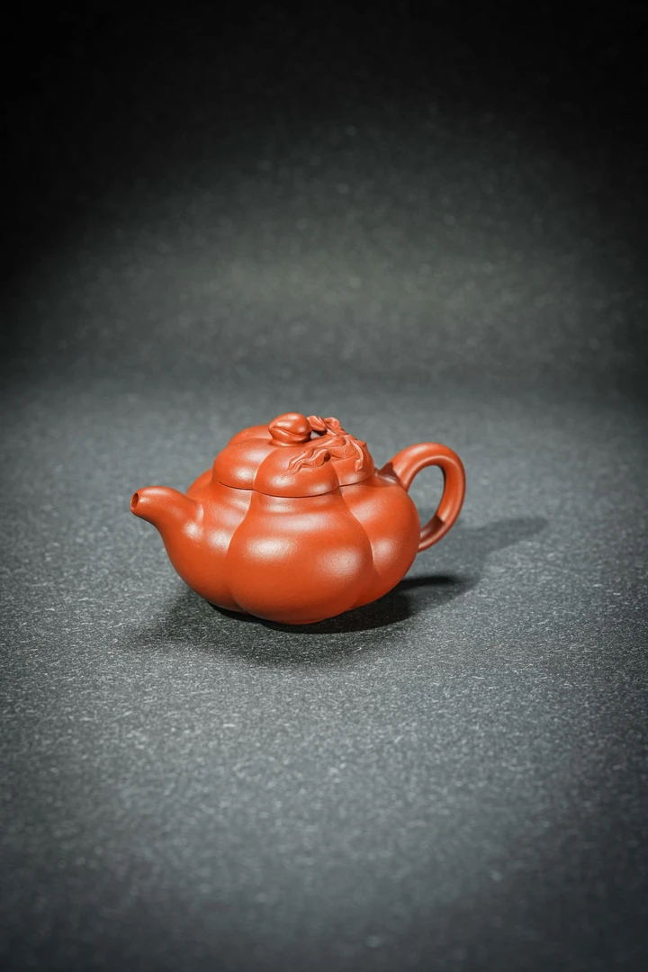 【朱泥·上合桃】老林出品宜兴原矿朱泥上合桃壶170CC