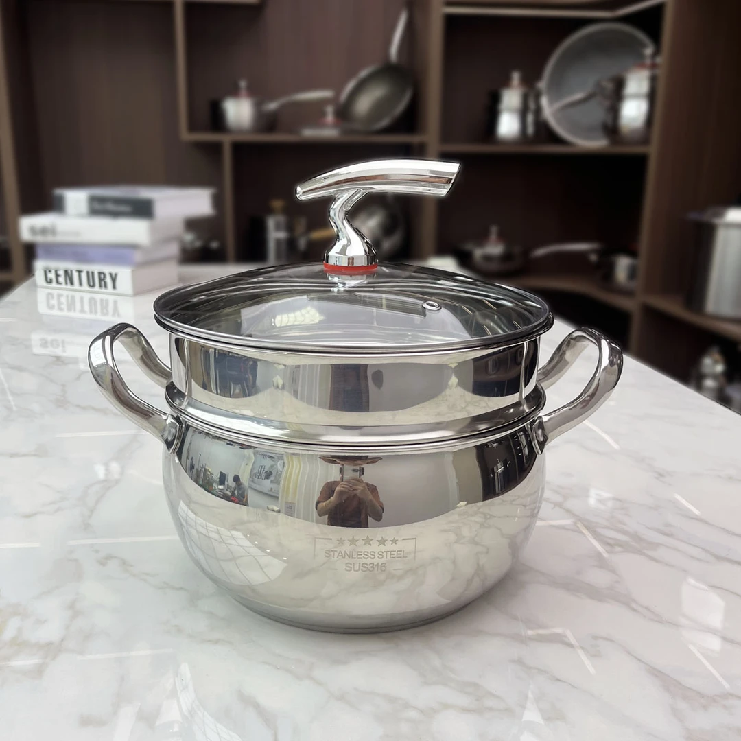 [伯爵系列]24cm不锈钢双层煲汤锅家用汤锅煮汤锅上蒸下煮通用灶具