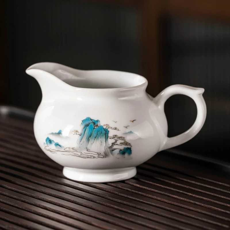 羊脂玉白瓷公道杯陶瓷功夫茶具泡茶分茶器茶道零配件公杯茶海匀杯