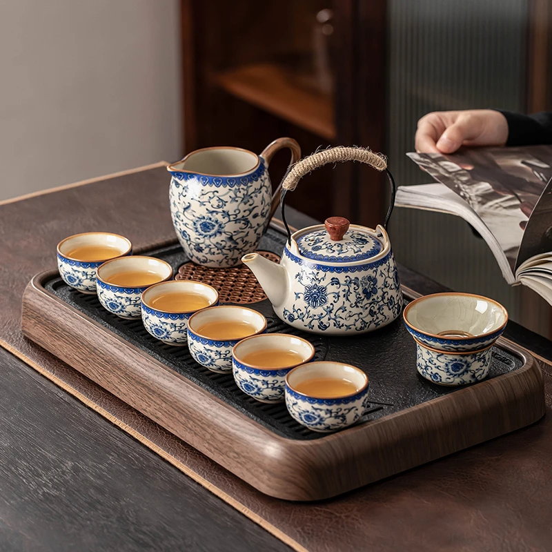 青花瓷汝窑茶具套装家用2024新款轻奢高档功夫茶杯盖碗茶壶泡茶器