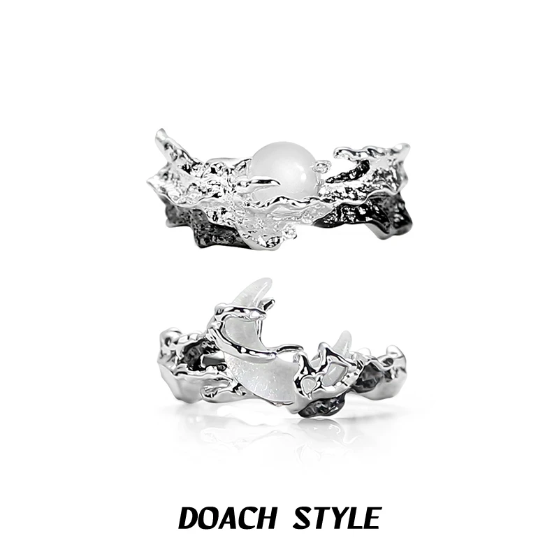 925银戒指 日月星辰原创设计新中式925纯银情侣对戒情人节礼物