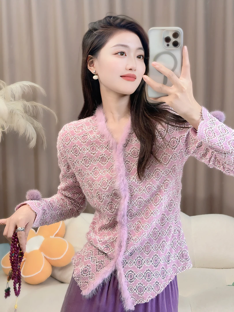 【盛开繁花】时尚洋气高定修身气质长袖上衣