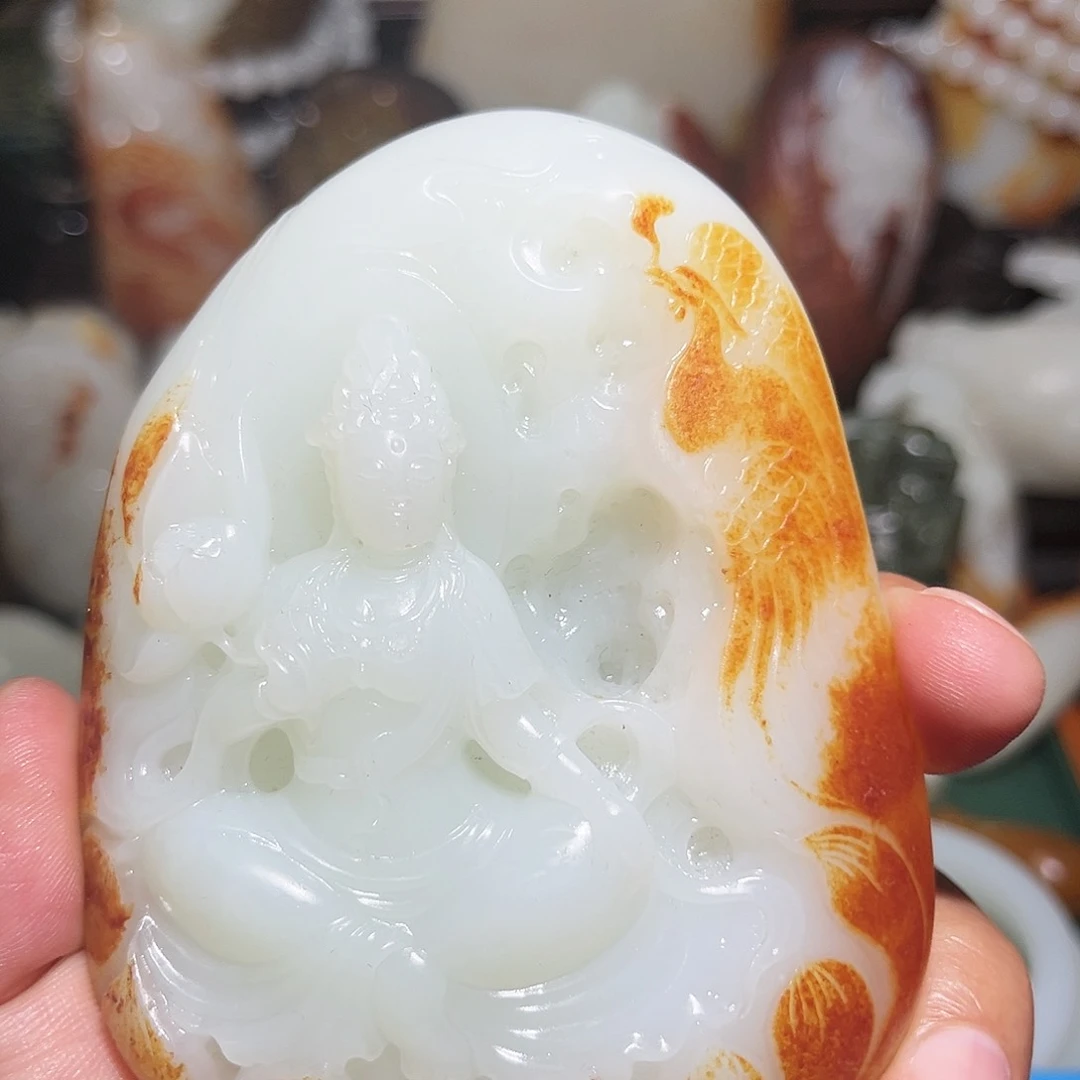 和田玉（翠青玉）把件未镶嵌