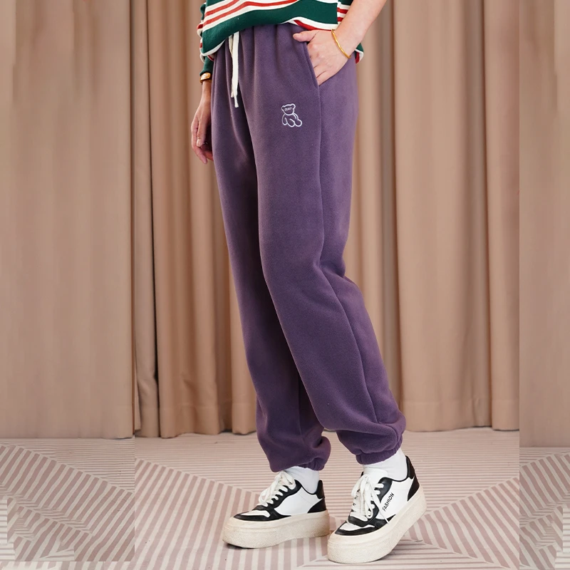 冬季加绒小熊暖暖卫裤加绒加厚显瘦款百搭网红休闲裤