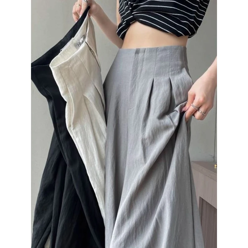 亚麻阔腿裤子女宽松高腰广州十三行日杂风休闲凉凉棉麻山本裤