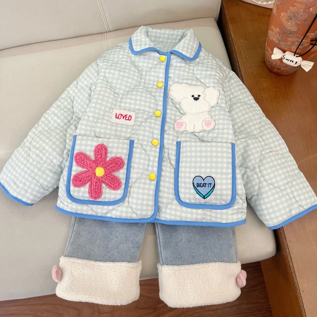 橘冬季女中大童棉服儿童卡通可爱棉袄夹棉棉衣W1C8780