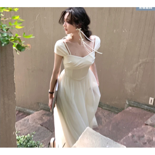 【鲸玺严选】长短款拼接网纱连衣裙