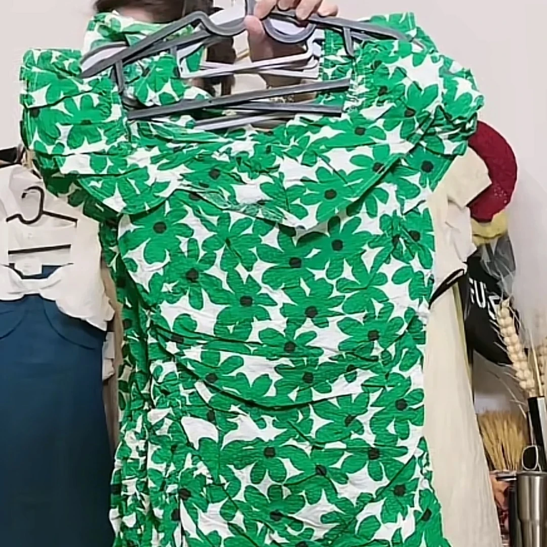 高端韩版温柔复古高腰碎花裙2024夏季小清新气质短袖连衣裙女