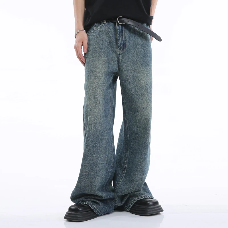 VoguoRelay复古宽松直筒baggy牛仔裤中加长阔腿拖地裤男款