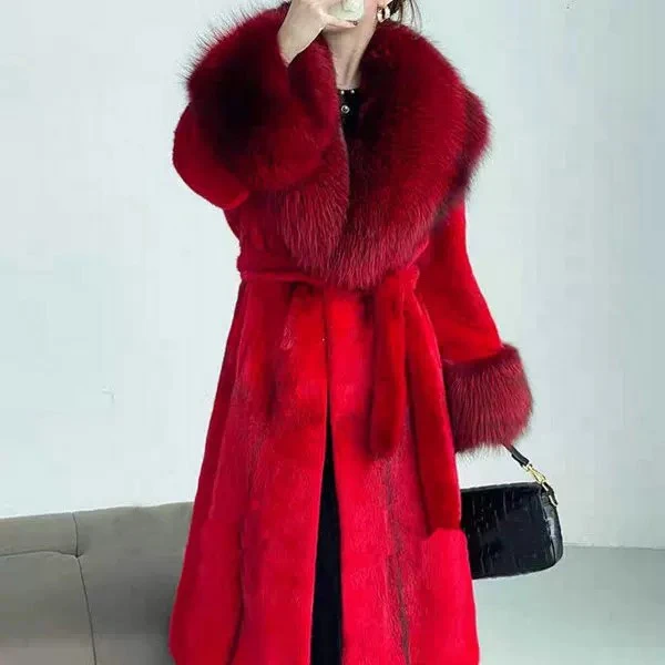 好物哥进口水貂外套女款女士气质洋气设计师冬长款保暖狐狸毛领