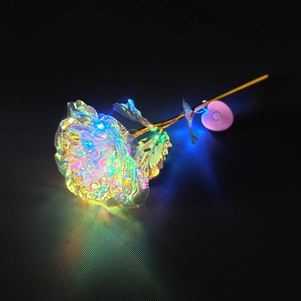 【七彩炫光玫瑰花】星空彩金浪漫情人节送老婆女友闺蜜生日礼物玫瑰