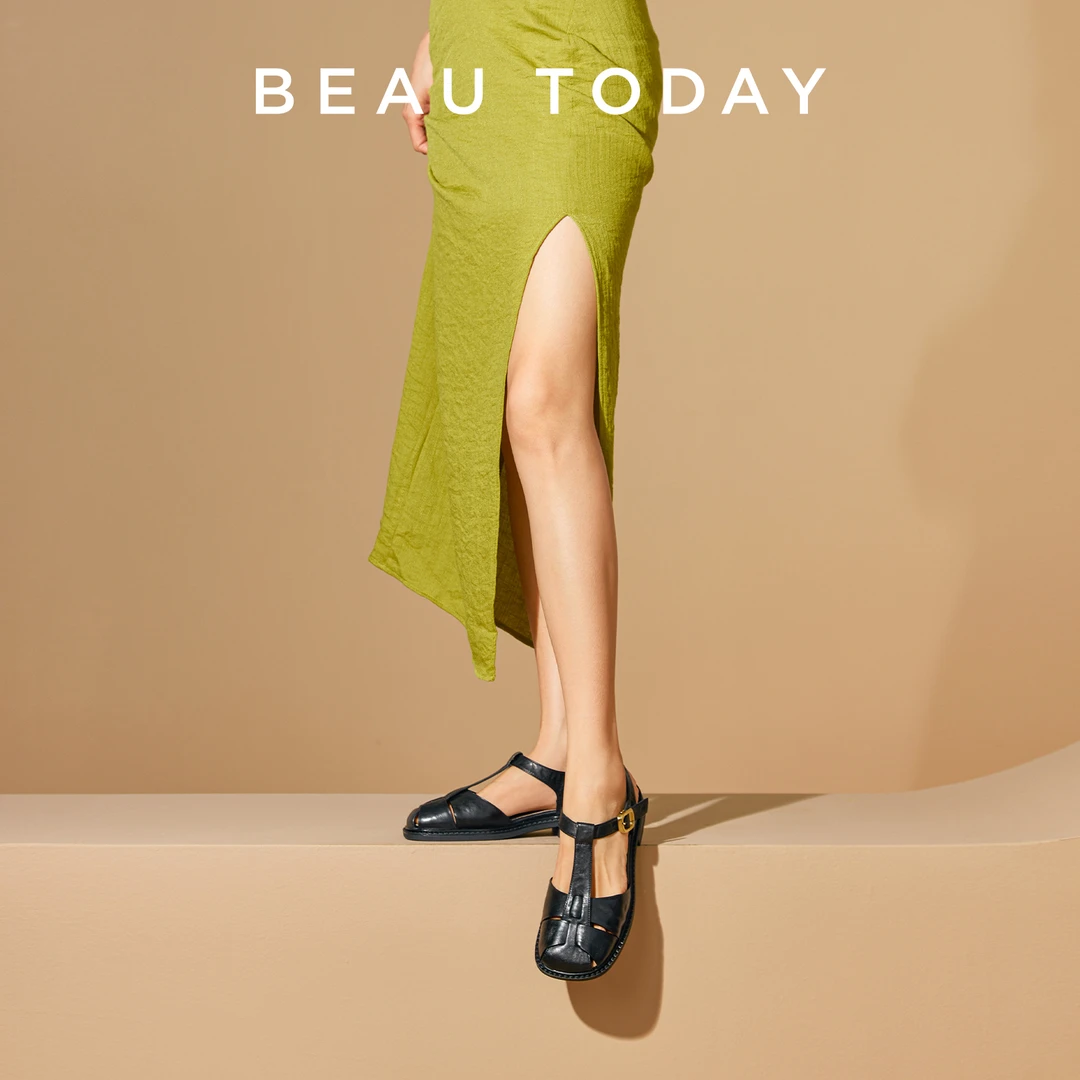 BeauToday【真皮轻奢】罗马凉鞋2025新款夏季外穿编织凉鞋