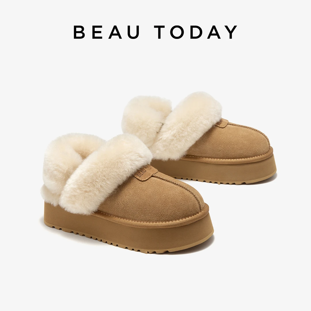 BeauToday舒适时尚加绒厚底雪地靴女2024新款秋冬毛毛鞋