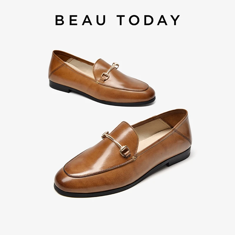 BeauToday热可可法式乐福鞋女鞋平底真皮单鞋小皮鞋