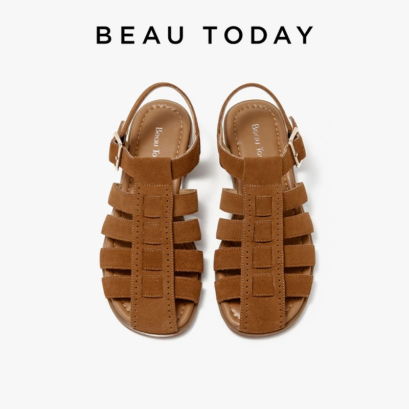 BeauToday包头凉鞋女外穿新款沙滩凉鞋海边BT猪笼鞋罗马凉鞋