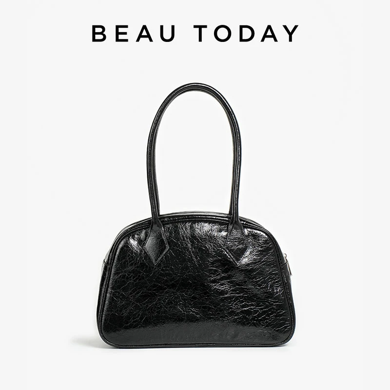 BeauToday手提包女2024新款通勤单肩包女大容量黑色腋下包手提包