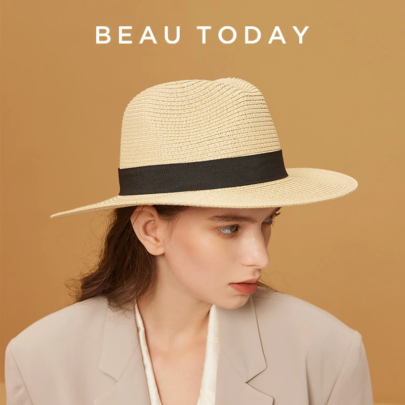 BeauToday帽子女款2024新款BT巴拿马帽女法式遮阳帽子海边度假帽