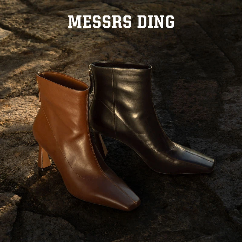 MESSRS DING·斯人·尖头高跟显瘦短靴女时装靴