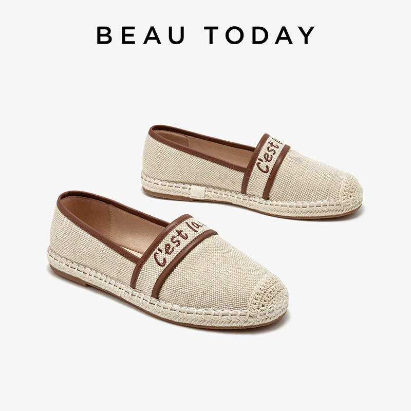 BeauToday香草渔夫软底草编渔夫鞋女单鞋