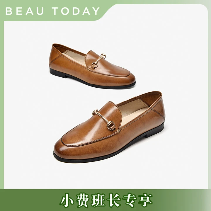 BeauToday热可可法式乐福鞋女鞋平底真皮单鞋小皮鞋