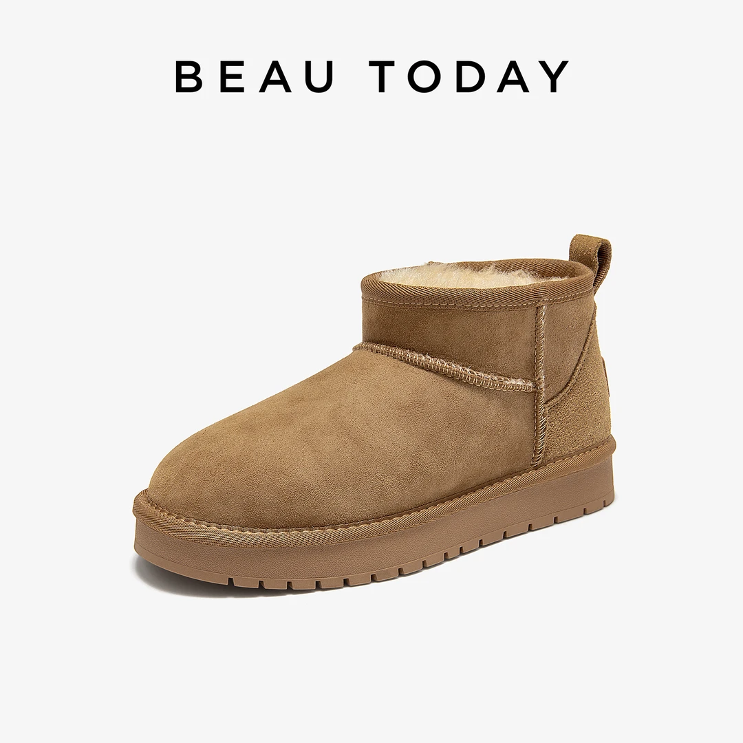 BeauToday羊皮毛一体百搭时尚加厚雪地靴冬季