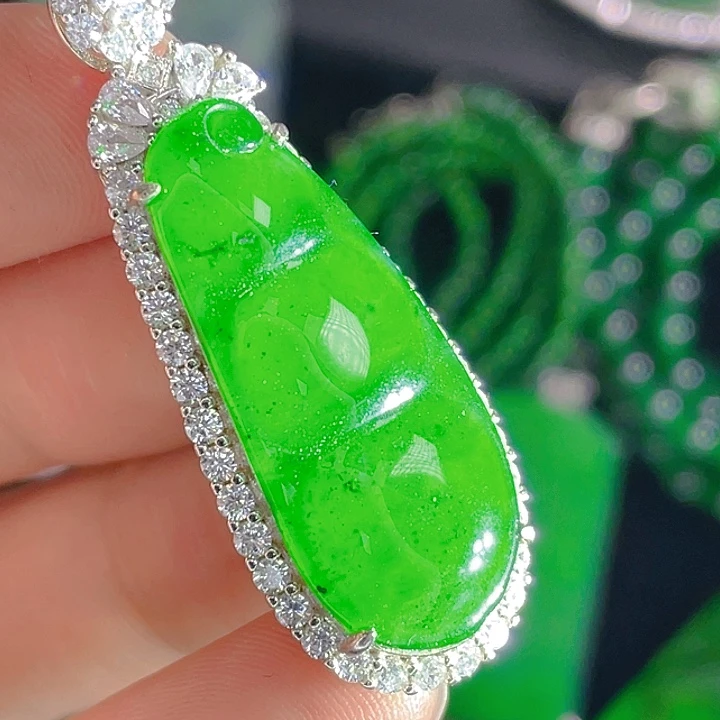 翡翠吊坠(不含链)银S925镶嵌