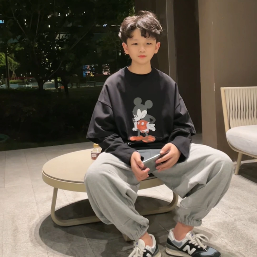 牛牛爱男童T恤2023秋装新款潮儿童短袖体恤大童帅气童装洋气