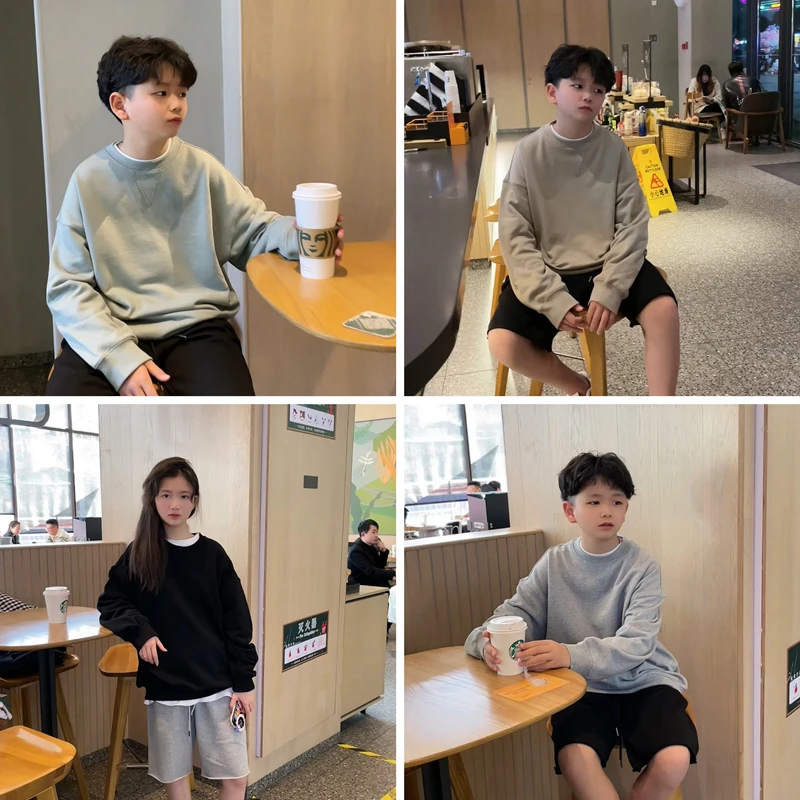 A童装男童女童儿童亲子卫衣小学生男孩宽松休闲春秋上衣23052