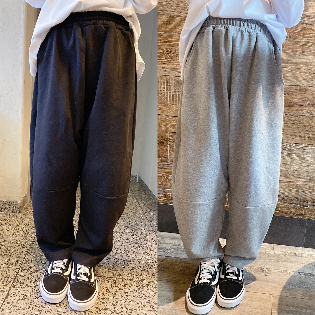 儿童裤子男童女童毛圈宽松亲子休闲裤秋冬新款童装中大童时尚外穿