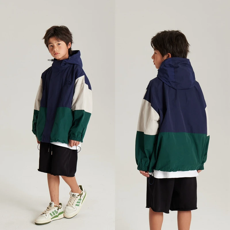 男童外套春秋款2024新款童装亲子装儿童中大童休闲运动拼色冲锋衣