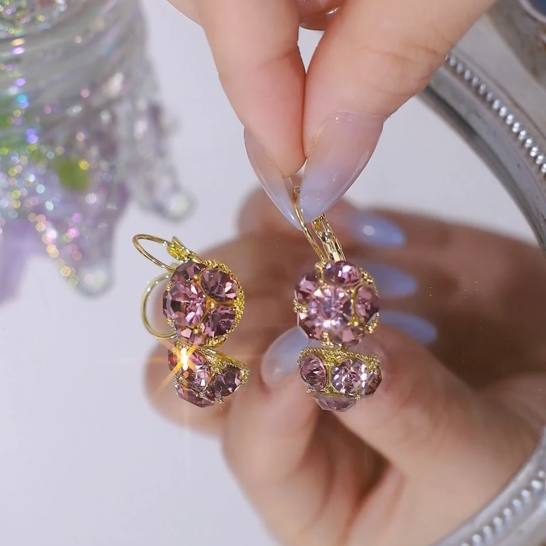 铜合金合成锆石耳饰 【紫罗兰】轻奢气质防丢耳扣耳环