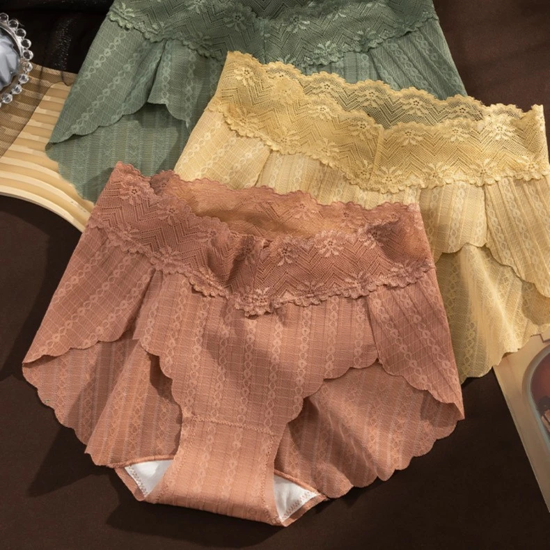 知心秀2326#网纱无痕提臀蕾丝内裤女中腰抗菌舒适透气性感三角裤