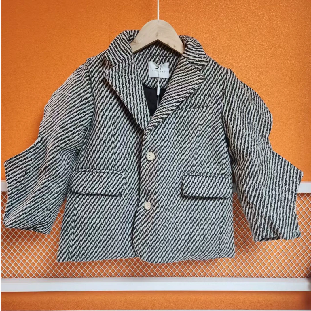 2024反季撤柜高品质童装小香风夹棉外套2024新款A类格子秋冬